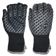 Heat Flame Resistant Aramid Shell Cotton Liner Cuff Open Both Sides Silicone Pattern BBQ Grill Gloves